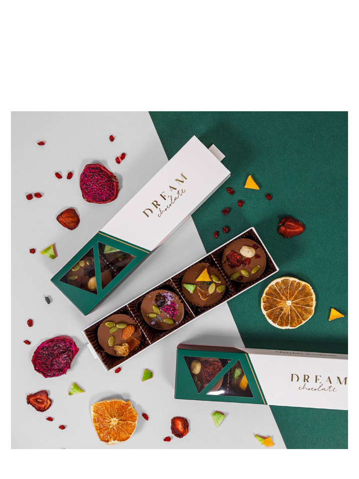 Dream Milk Chocolate Mendiants With Nuts and Dried Fruits 100g