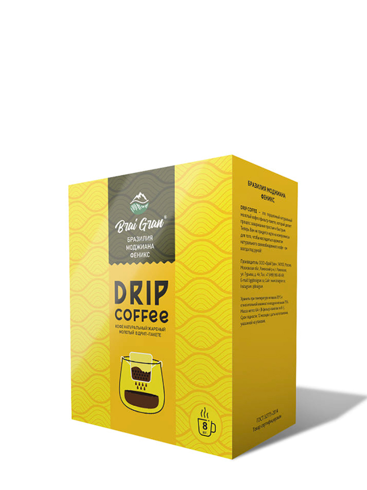 Ground Coffee Brai Gran in Drip Bags Brazil Mogiana Phoenix 64g (8g × 8 pcs.)